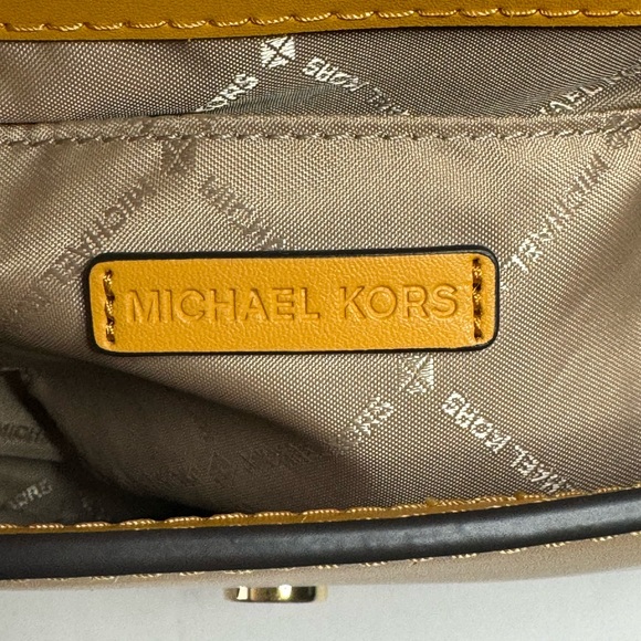 Michael Kors Lyra Small Leather Flap Crossbody Golden Rod NEW - Picture 11 of 12